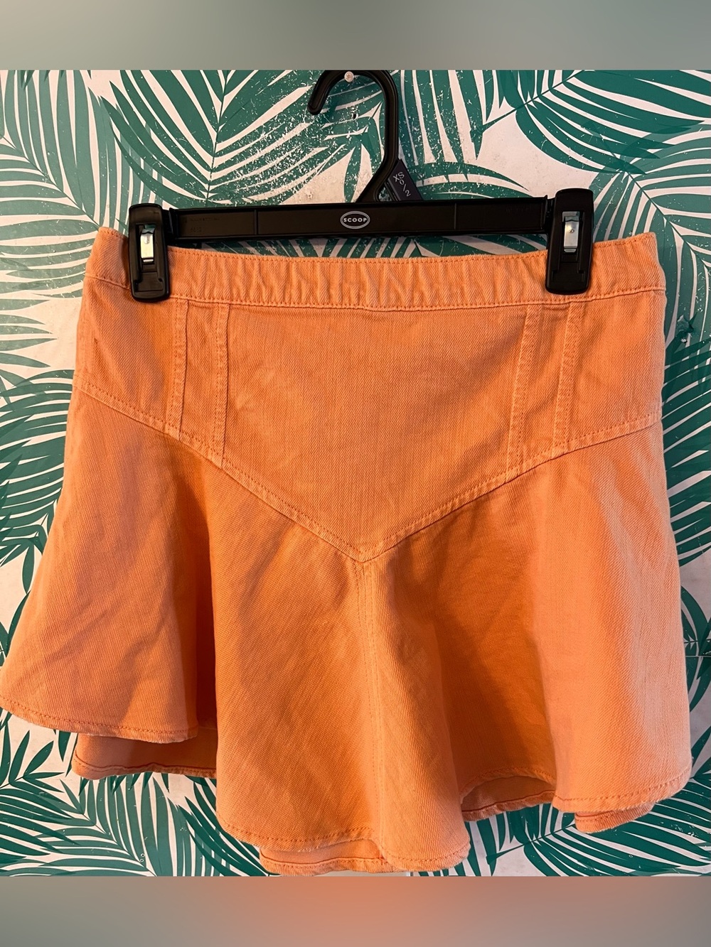 Aerie Orange denim circle mini Flared Short Skirt skater sz S nwot